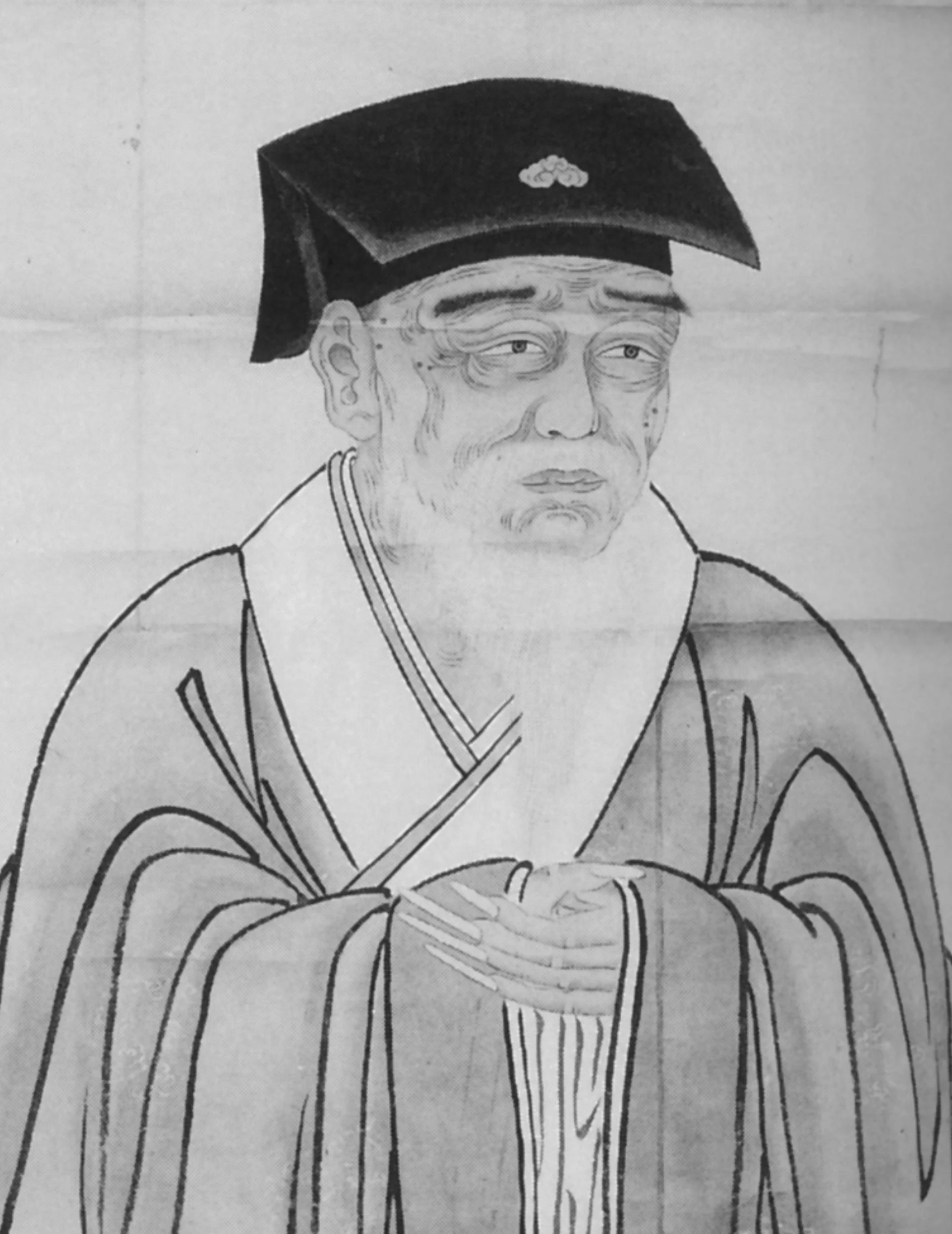 Portrait of Ming Chinese scholar Zhu Shunsui in traditional robes, 1872 Meiji copy