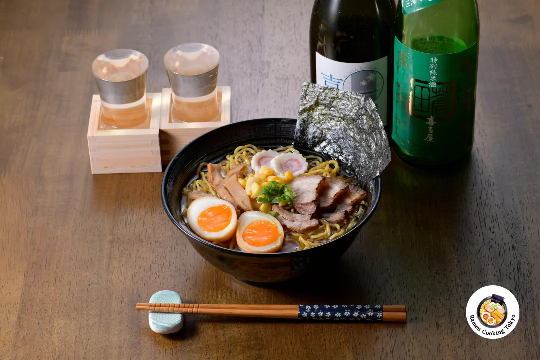 Premium sake served alongside your handmade ramen — a pairing that elevates the whole experience