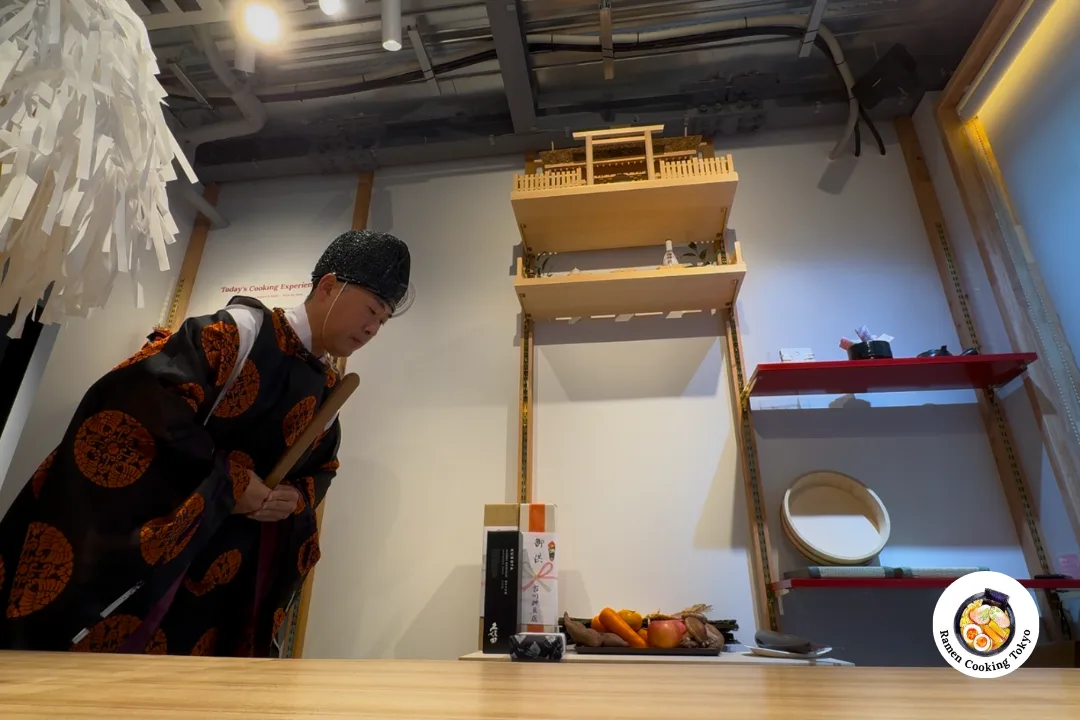 The priest reciting norito (ritual prayers)