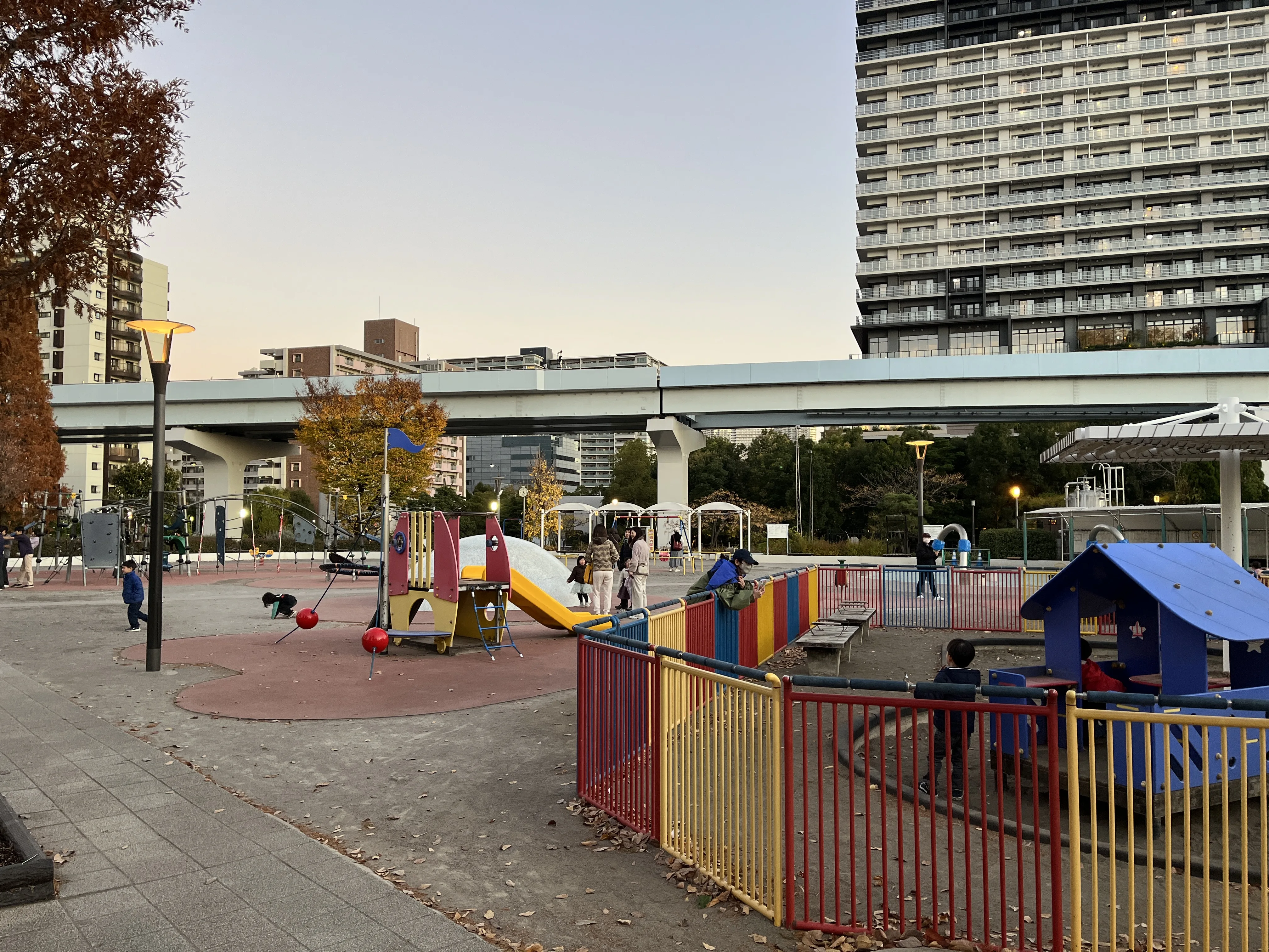 Playground equipment for children at Toyosu Park near teamLab Planets TOKYO
