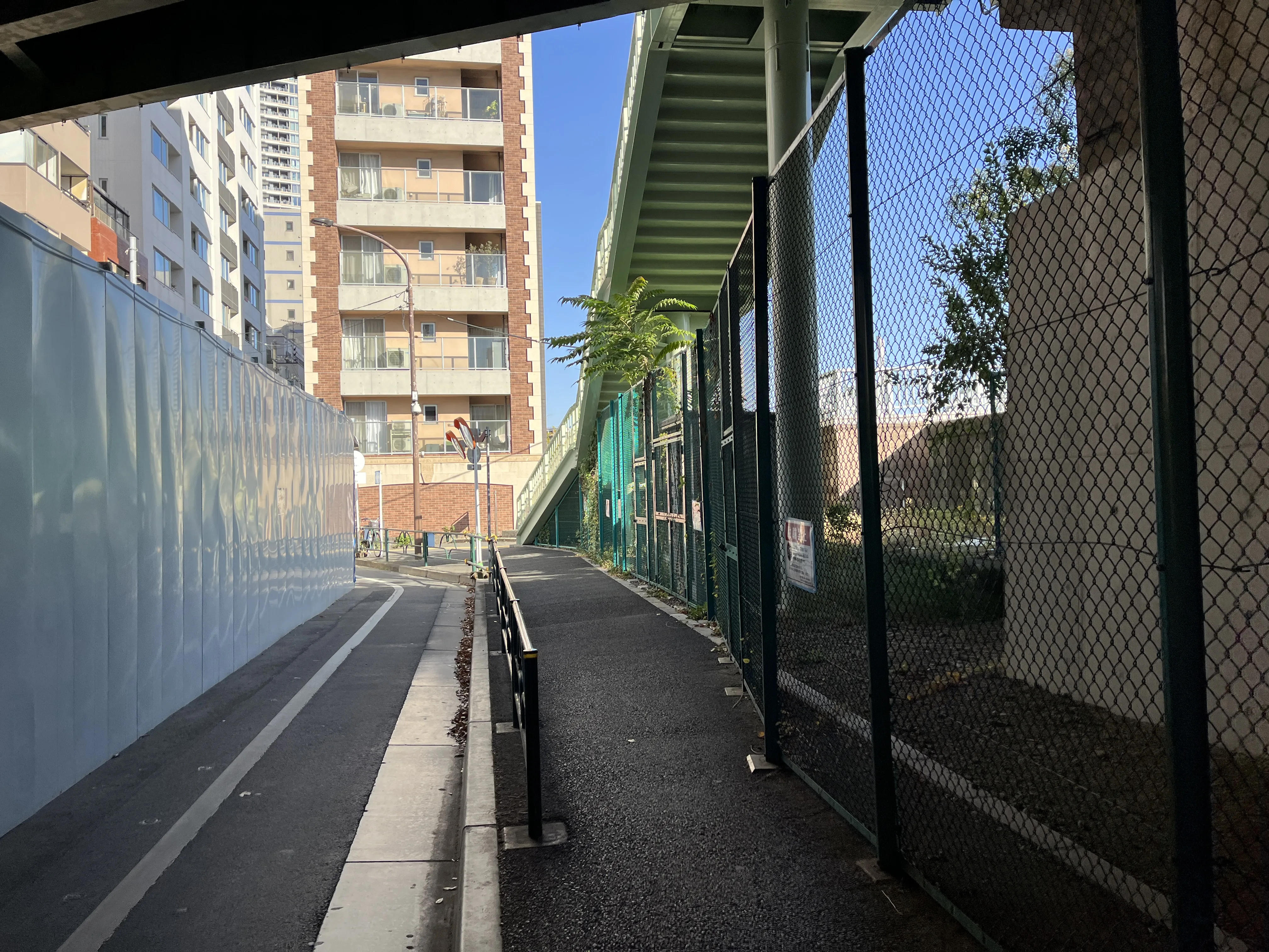 Green stairs near Tsukuda Ohashi Bridge