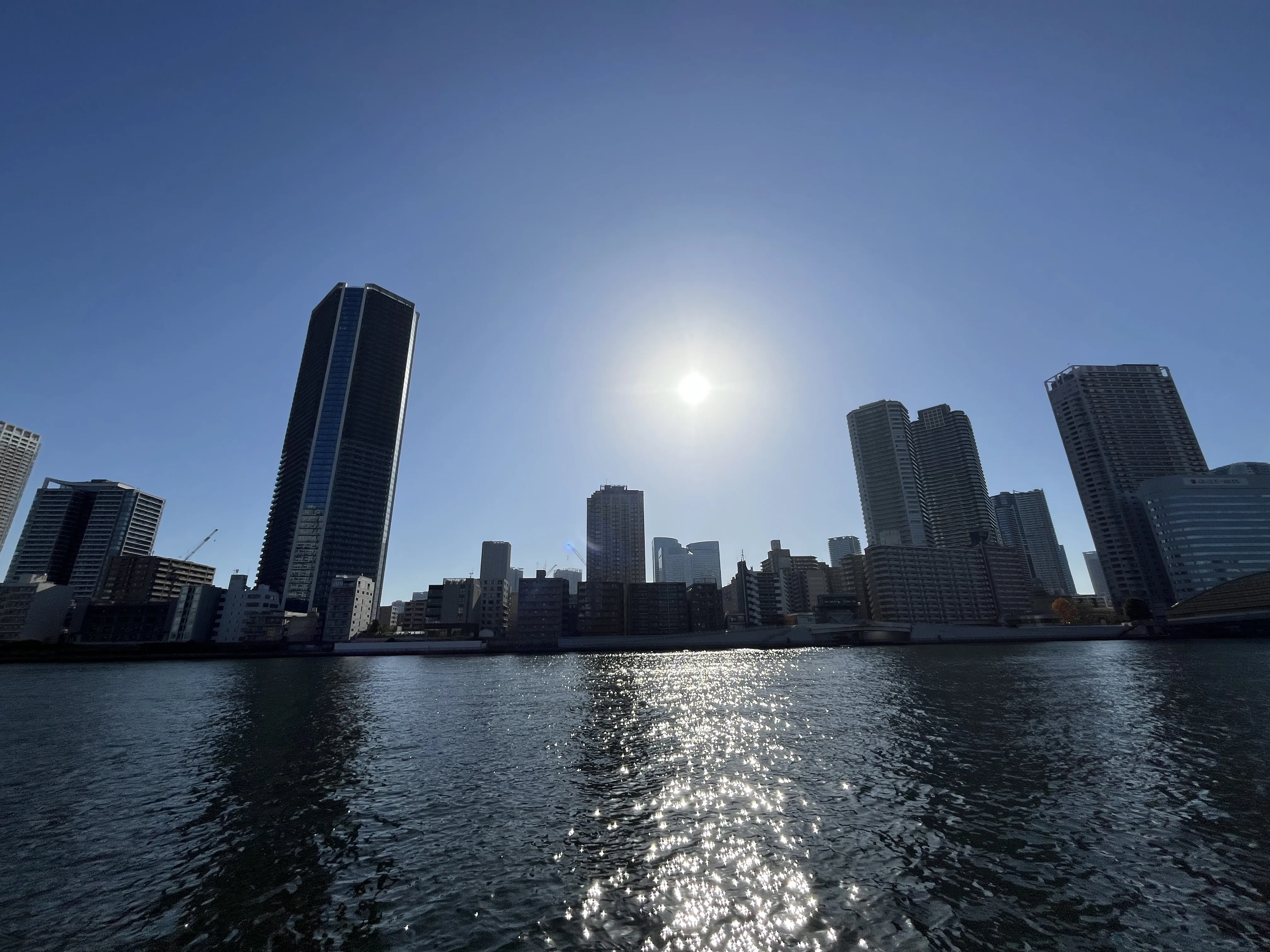 Tokyo skyline reflected in the Sumida River