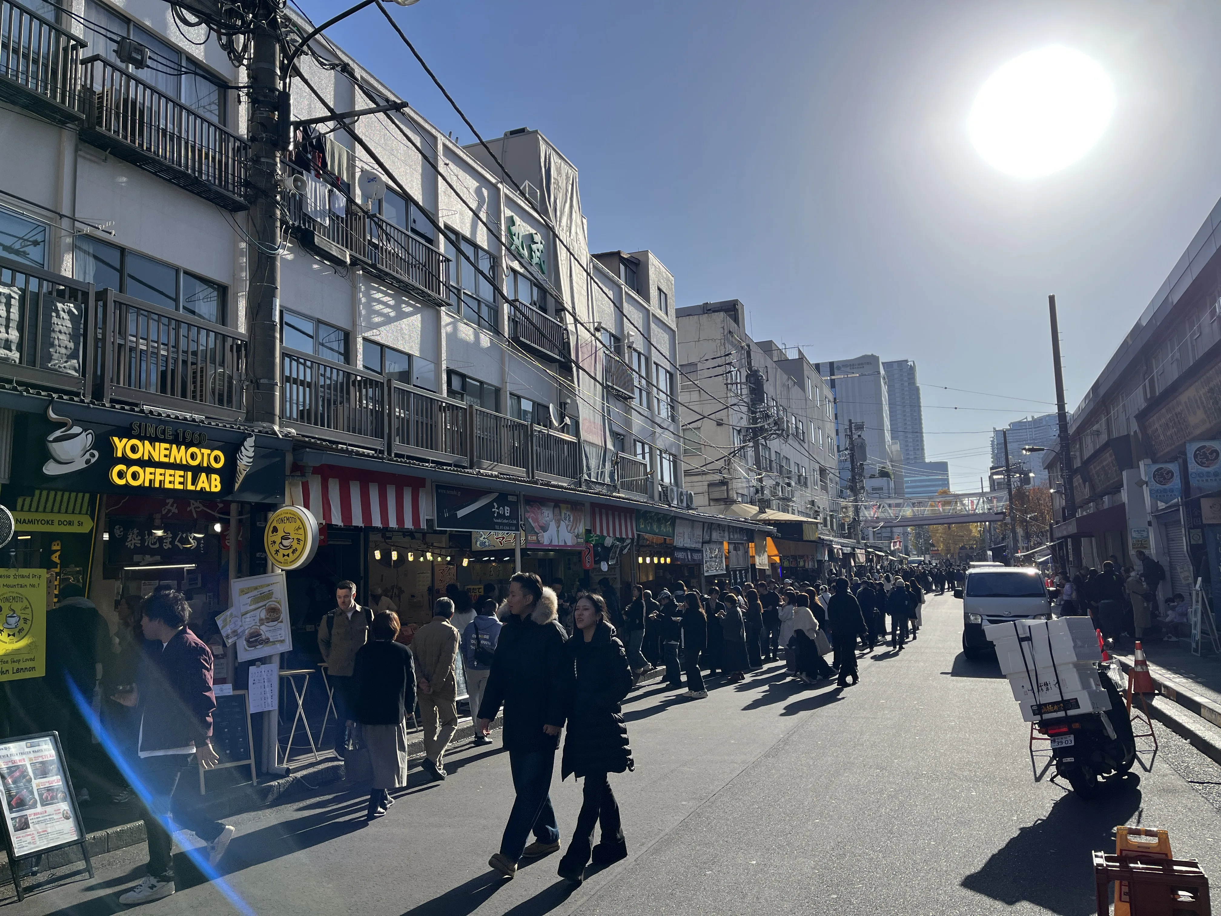 Bustling streets of Tsukiji Outer Market