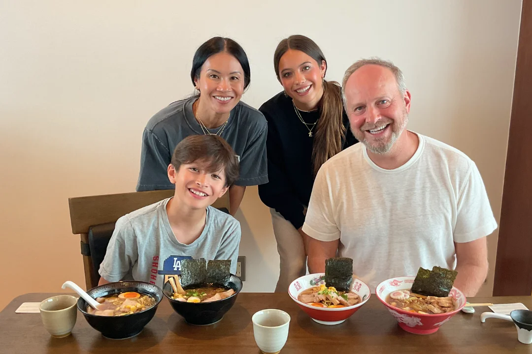 Family enjoying ramen